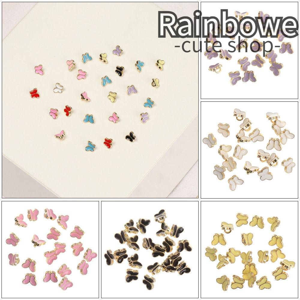 Set 20 Nút Áo Kim Loại Hình Bướm Nhiều Màu Sắc Dễ Thương Kích Thước 6mm Dùng Để May Quần Áo Búp Bê DIY Cho Búp Bê Nữ