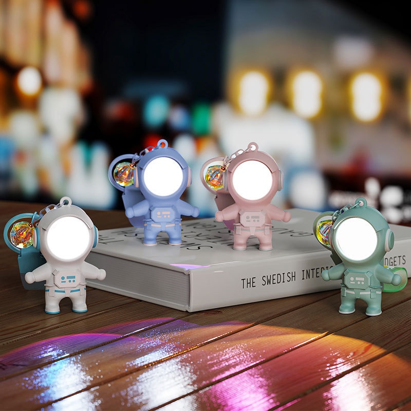 Móc khóa Thỏ phi hành gia Smile có đèn chiều hoàng hôn - Dùng móc chìa khoá xe máy, xe đạp, ô tô và phụ kiện Selfie YR