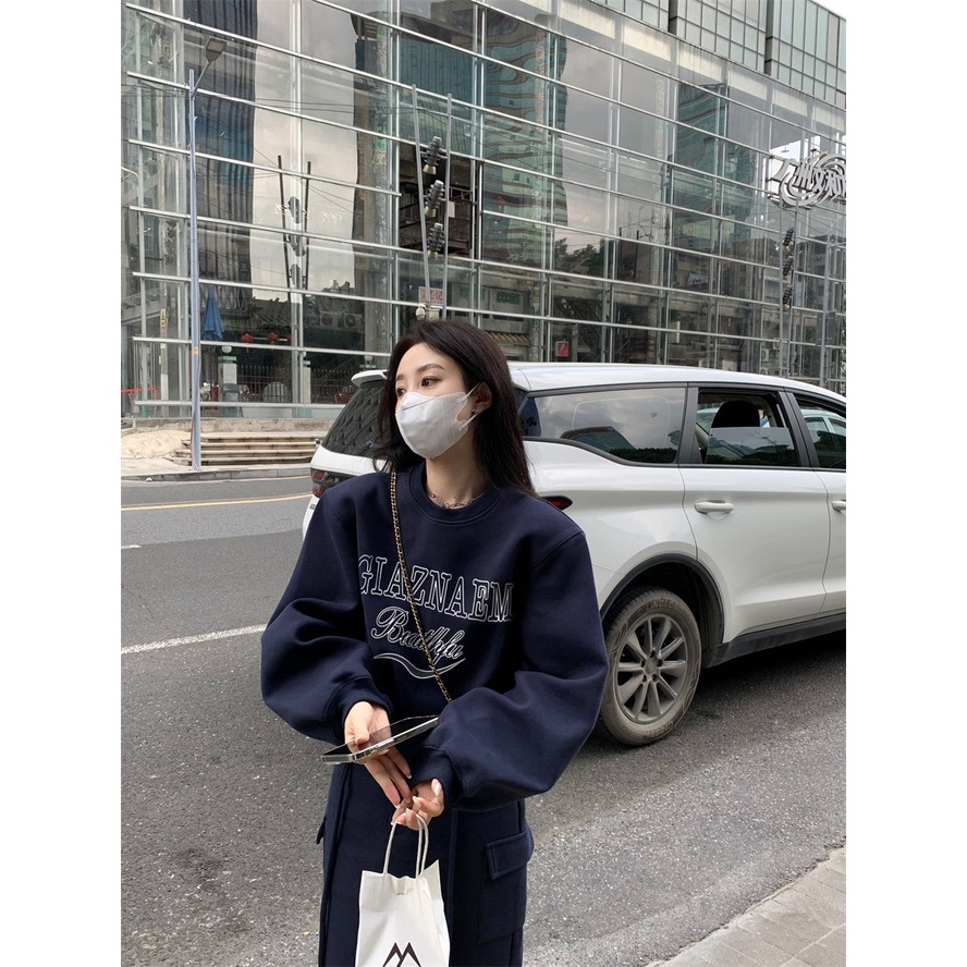 G-Fashion Áo Sweater Tay Dài Cổ Tròn In Họa Tiết Phong Cách Thời Trang Đường Phố Mỹ