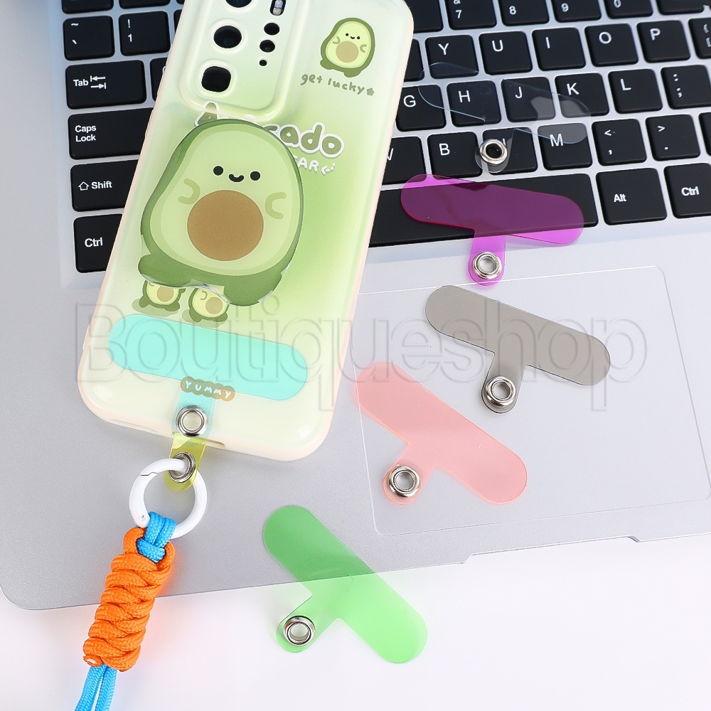 Miếng Dán Cố Định Điện Thoại / Thẻ Gắn Dây Đeo Điện Thoại Mini Bằng PVC Trong Suốt Màu Kẹo Chống Thất Lạc Có Thể Điều Chỉnh Phổ Biến