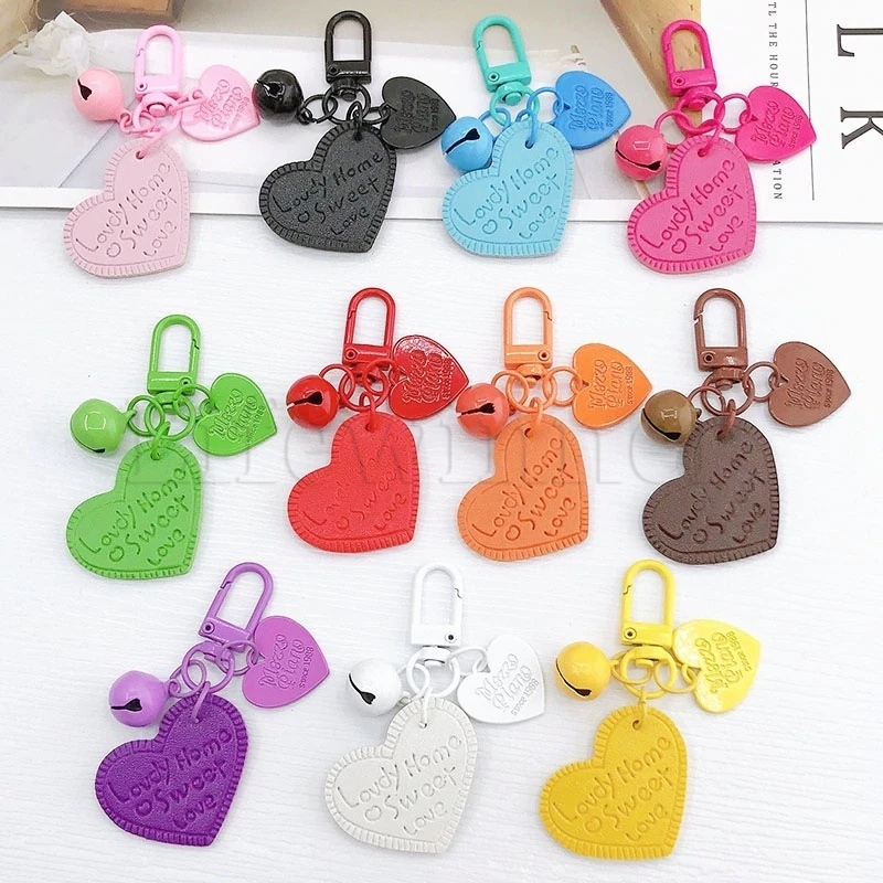 Móc Điện Thoại / Chìa Khóa Bằng Resin Nhiều Màu Hình Trái Tim Dễ Thương Có Chuông Sáng Tạo Dành Cho Nam Nữ