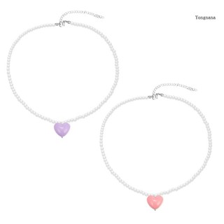 Vòng cổ choker phối hạt ngọc trai giả phối hình trái tim thời trang cho nữ