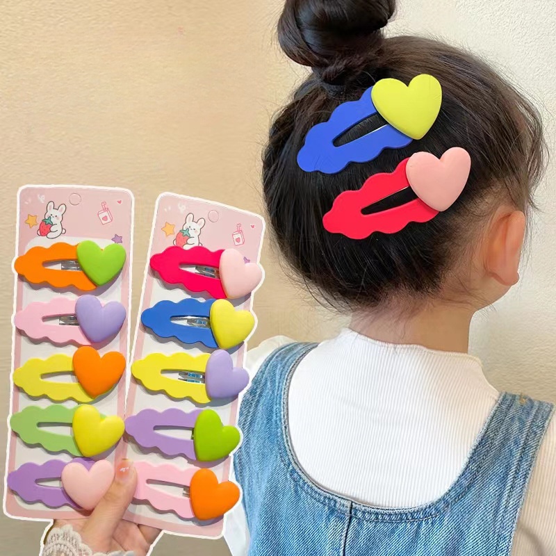 Dễ Thương Kẹp Tóc Hình Trái Tim Nhiều Màu Sắc Đáng Yêu Cho Bé Gái