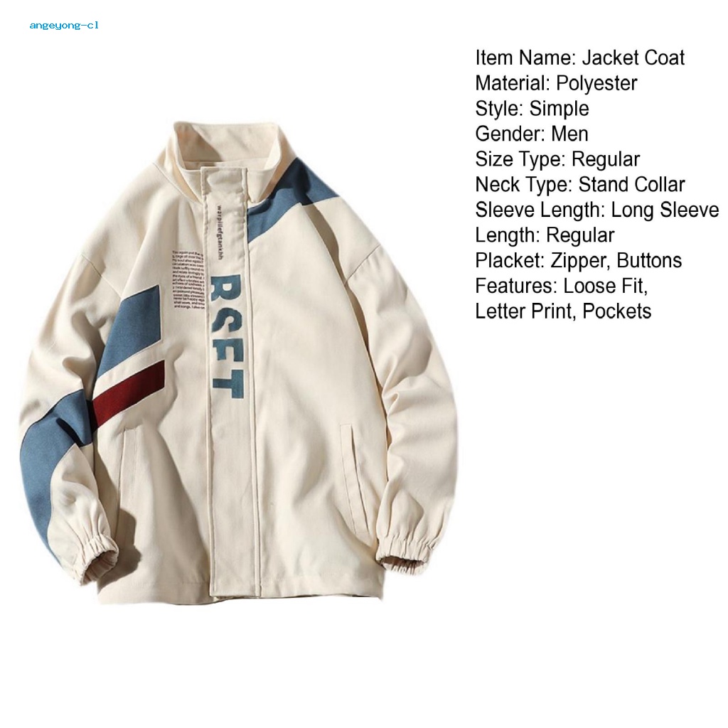 Angeyong Áo Khoác Khóa Kéo Phối Màu Phong Cách Hip hop Thời Trang Cho Nam