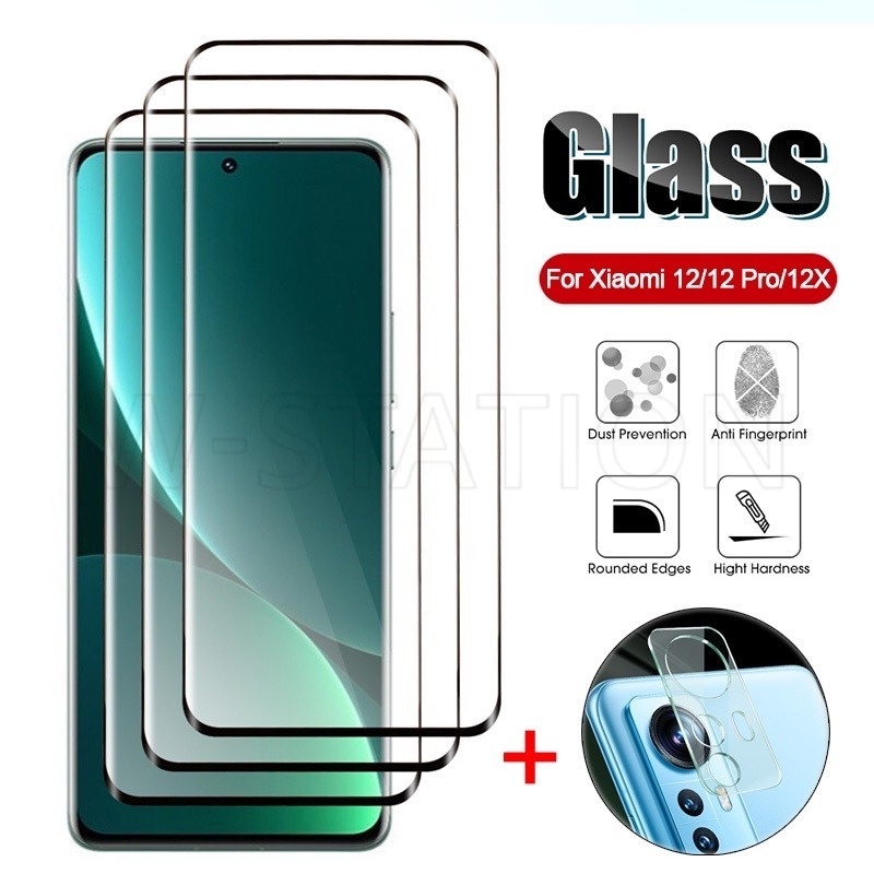 Set 3 Kính Cường Lực Cong 3D 9H Bảo Vệ Ống Kính Điện Thoại Xiaomi 12/12 Pro/12X