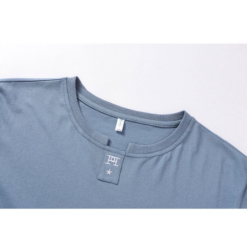 Áo Thun Cotton Ngắn Tay Cổ Tròn Dáng Suông Màu Trơn Thời Trang Mùa Hè Cho Nam
