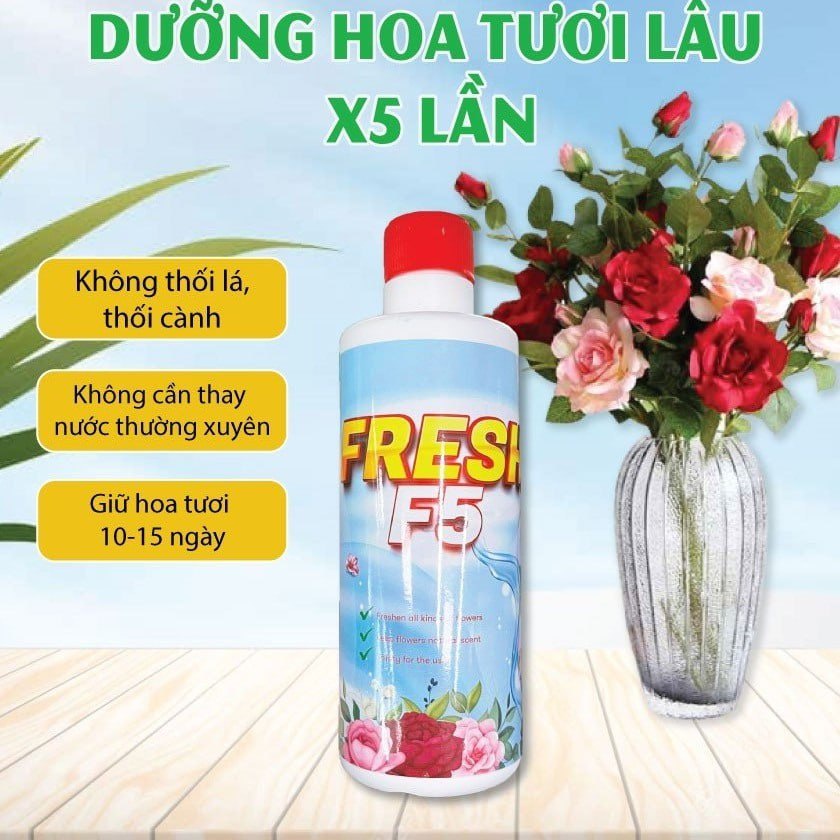 Nước Dưỡng Hoa cao cấp Fresh F5, Nước Cắm Hoa Fresh F5 - Dưỡng Hoa Tươi Lâu đến 10 ngày Giúp hoa luôn tươi, thơm phức