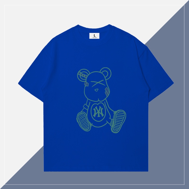 N-y bear short sleeve t-shirt nữ mùa hè phiên bản hàn quốc thời trang nam thương hiệu cặp đôi mặc bông lỏng trên nửa tay áo t