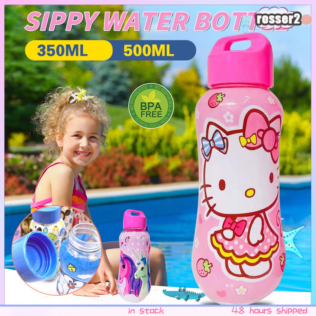 350Ml Hoạt Hình Màu Hồng Hello Kitty Không Vị Nữ Sinh Tiểu Học Chai Nhựa Có Thể Tái Sử Dụng In Xe Trẻ Em Bé Trai Ấm Đun Nước Thể Thao -Rosser2