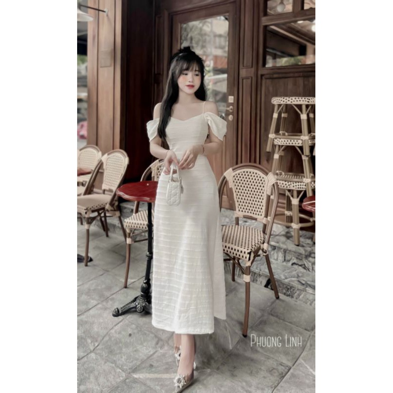 Váy Body 2 dây tay dơi dáng dài sang chảnh