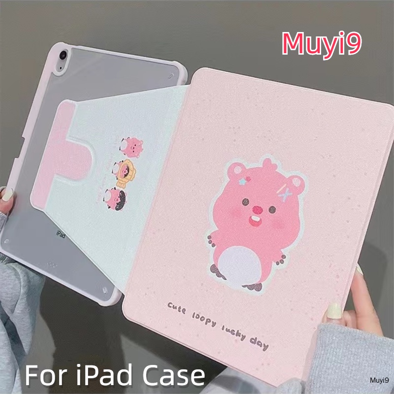 Vòng Tròn Màu Hồng Xoay 360 Độ Kiểu Hoạt Hình Sáng Tạo Dễ Thương° Ốp Máy Tính Bảng Chống Rơi Vỡ Có Giá Đỡ Cho IPad10.2 Ipad10th Mini6 Ipad Air2 Air4 Pro11 / ipad12.9 Ipad Gen9