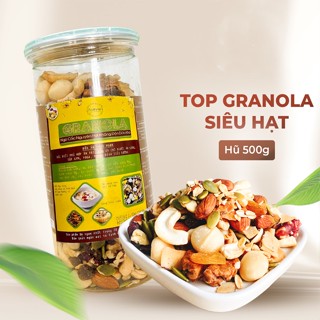 Granola Siêu Hạt Không Đường Cho Người Ăn Kiêng Chơi Thể Thao GYM - Hạt Ngũ Cốc Ăn Liền Hộp 500g