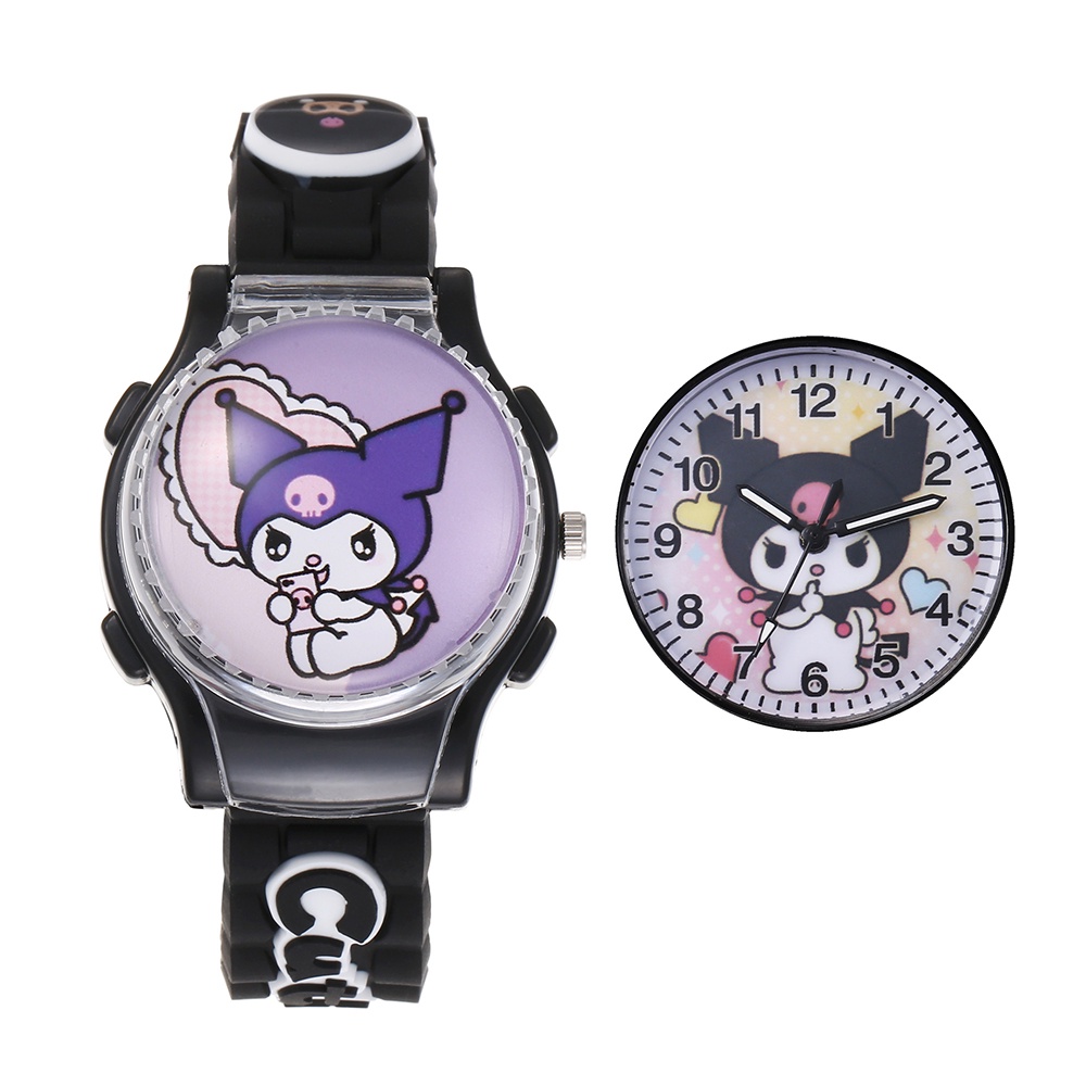 Sanrio Đồng Hồ Đeo Tay Điện Tử Có Đèn LED Hình Cún Kulomi / Melody / Cinnamon Dành Cho Bé Trai Và Bé Gái