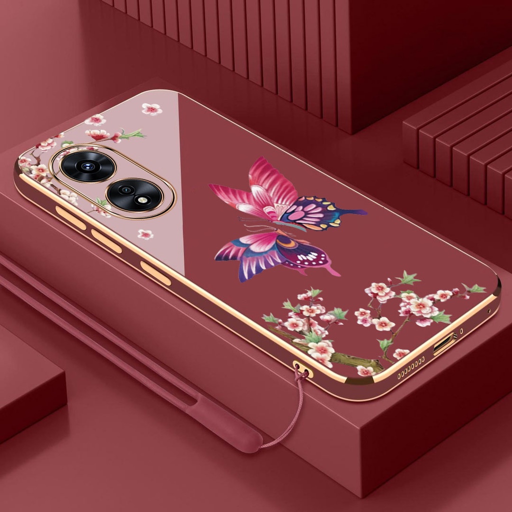 Ốp lưng oppo reno 8t 4g ốp lưng điện thoại oppo reno 8t 5g mạ ốp lưng silicon viền thẳng hình bướm đẹp