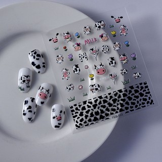 Sticker nail 5d lụa nổi | bò sữa | hình dán móng tay feb-503
