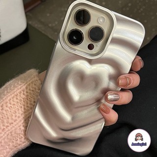 Ốp Điện Thoại Trái Tim Tình Yêu Bạc 3D Sang Trọng Cho IPhone 11 17 16 15 14 12 13 Pro Max 16E Chống Sốc Mờ Mềm TPU Ốp lưng Di Động