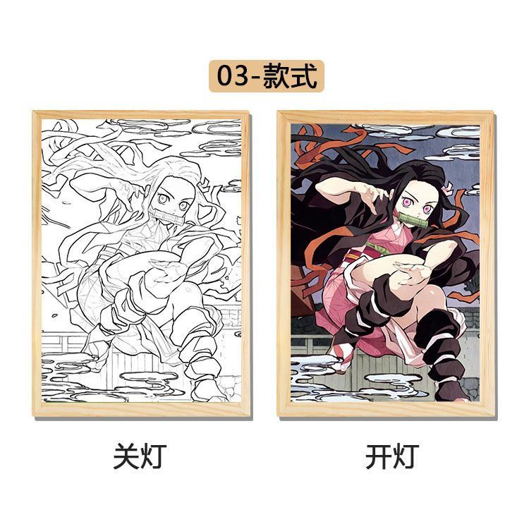 Khung Ảnh Đèn LED Hoạ Tiết Demon Slayer Độc Đáo Sáng Tạo