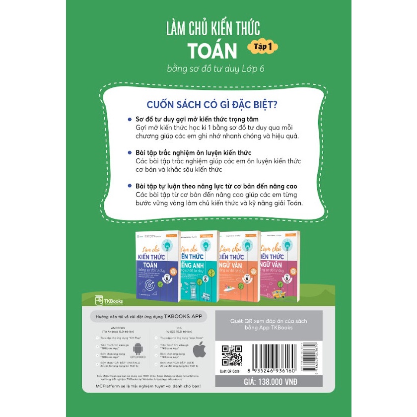 Sách - Làm chủ Kiến thức Toán bằng Sơ đồ tư duy Lớp 6 - Tập 1 - Theo trương trình mới