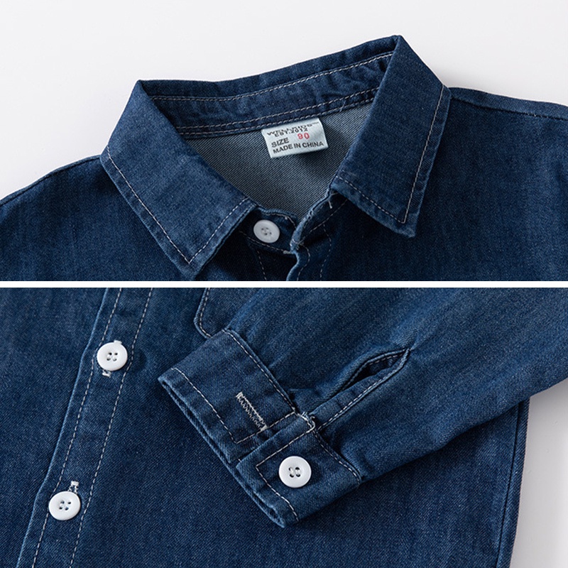 Ljmofa áo sơ mi denim cho bé trai 2-8y mùa xuân và mùa thu thể thao hàn quốc dài tay áo sơ mi giản dị áo khoác