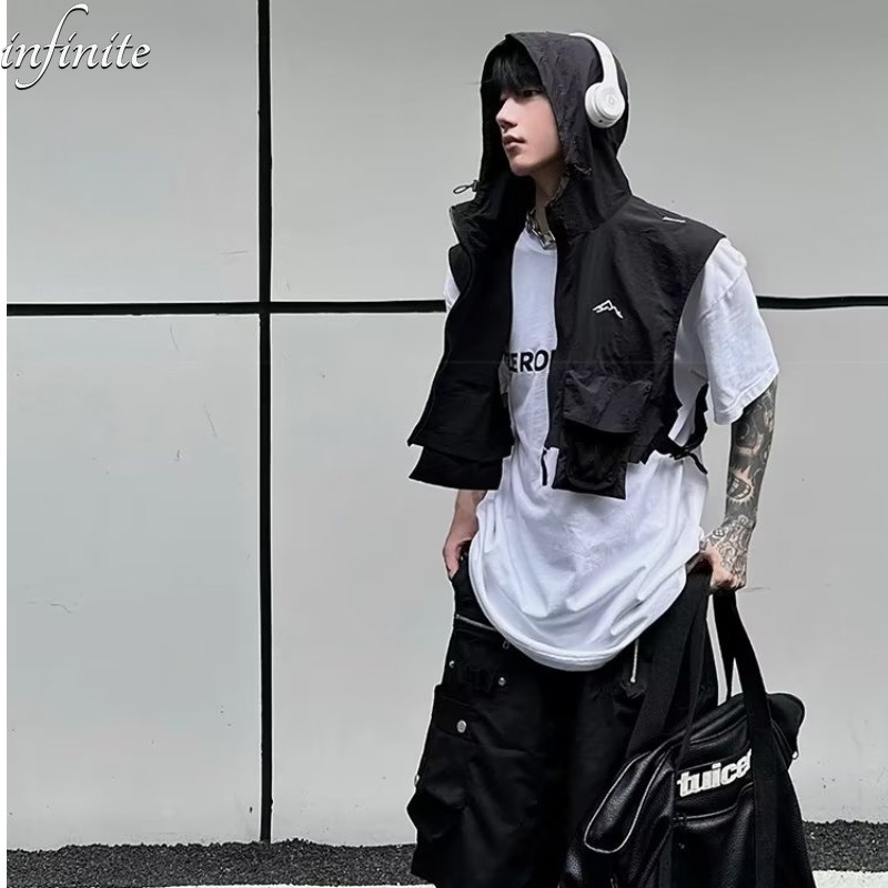 Infinite men's vest thời trang mới phong cách chức năng của mỹ xếp chồng lên nhau vest chiến thuật ngoài trời áo ghi lê không tay áo khoác ngắn