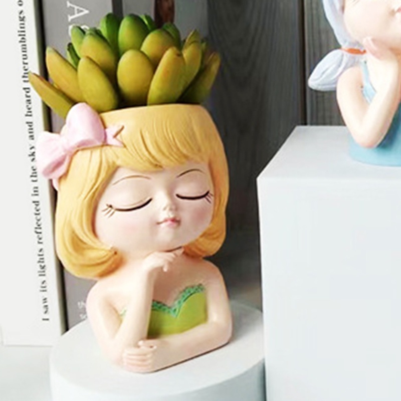 Hoàn hảo bowknot cô gái bê tông silicone nồi khuôn mọng nước lọ hoa đất sét xi măng thạch cao khuôn tự làm vườn nhà chậu hoa