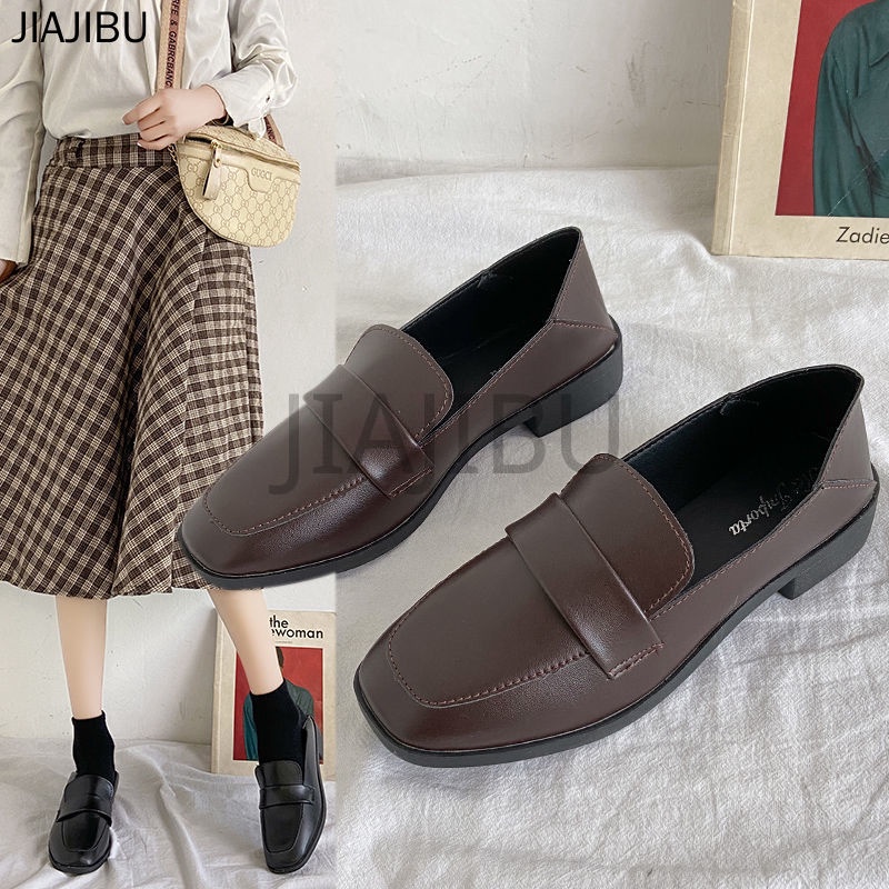 Size 35-43 Giày Bệt Màu đen Giày Nữ Cỡ đại 42 Giày Lolita Màu Nâu Thời Trang Hàn Quốc Giày Da Gót Thấp Giày đồng Phục JK Nhật Bản Dopamin Cosplay Giày Da Giày Khiêu Vũ Y2K Plain Doll Shoes French Platform Mary Jane Shoes Work Commuting Shoes