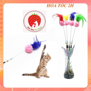 [ Bán sỉ ] ĐỒ CHƠI CHO MÈO Cần câu bông lông gà( đồ chơi mèo)