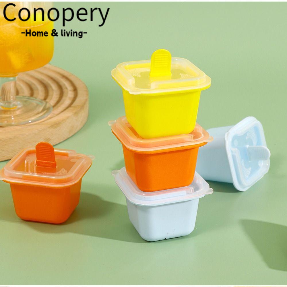 Conopery Khuôn làm đá hình vuông 6 cái, khuôn bánh pudding thạch silicon 4 màu, tự làm thực phẩm mềm cấp nước đá máy làm bóng mùa hè