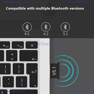 Peaceshells usb bluetooth 5.1 adapter transmitter receiver bluetooth audio bluetooth dongle wireless usb adapter for computer pc laptop.