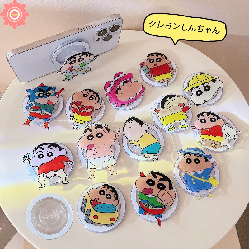 Đáng yêu phim hoạt hình vui nhộn anime crayon giá đỡ điện thoại shin-chan giá đỡ có thể gập lại đa năng fing ring hỗ trợ giá đỡ điện thoại