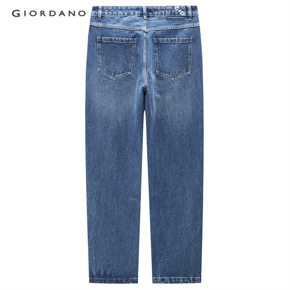 Quần denim GIORDANO 18113615 ống rộng phối 5 túi thời trang dành cho nam