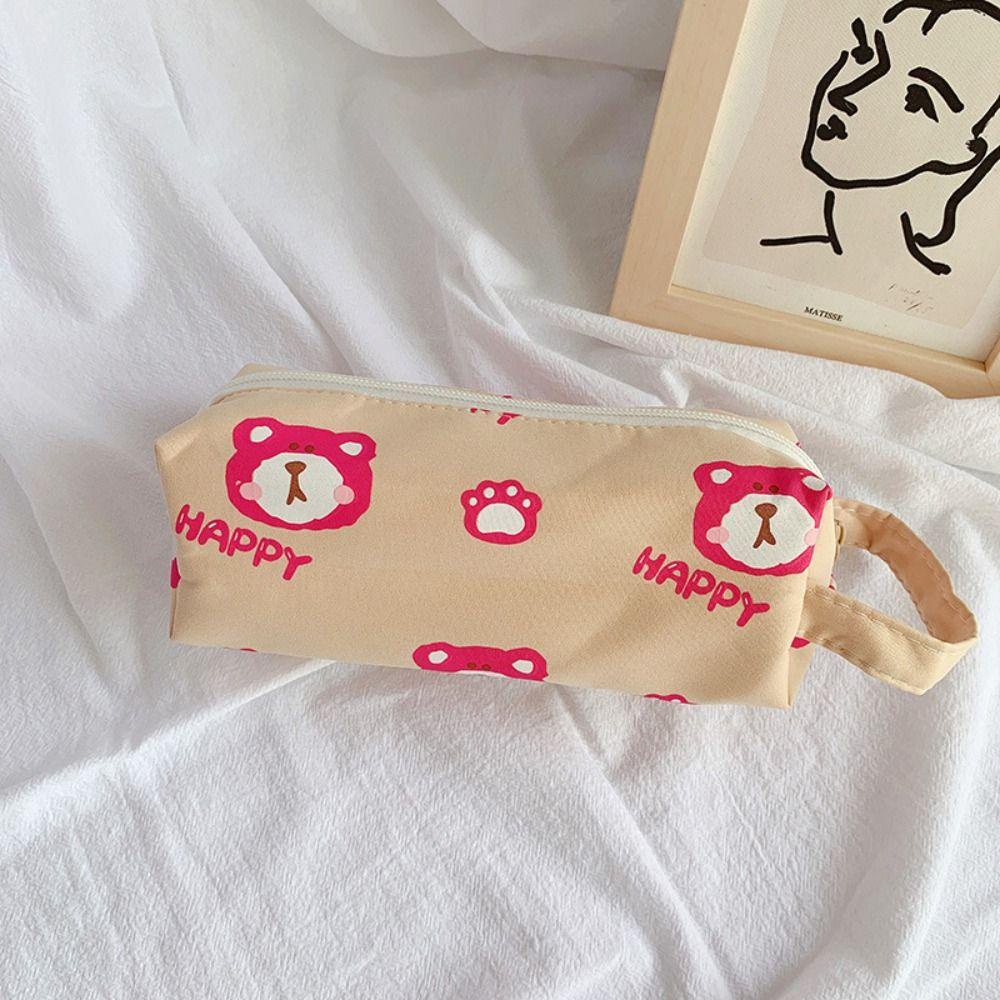 Dalton Túi Đựng Bút Chì / Mỹ Phẩm Để Bàn Sức Chứa Lớn Hình Gấu / Dâu Tây Dễ Thương