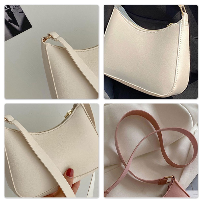 SHI CHEN Túi Đeo Chéo Màu Trơn Đơn Giản Thời Trang Dễ Phối Đồ Phong Cách retro Cho Nữ