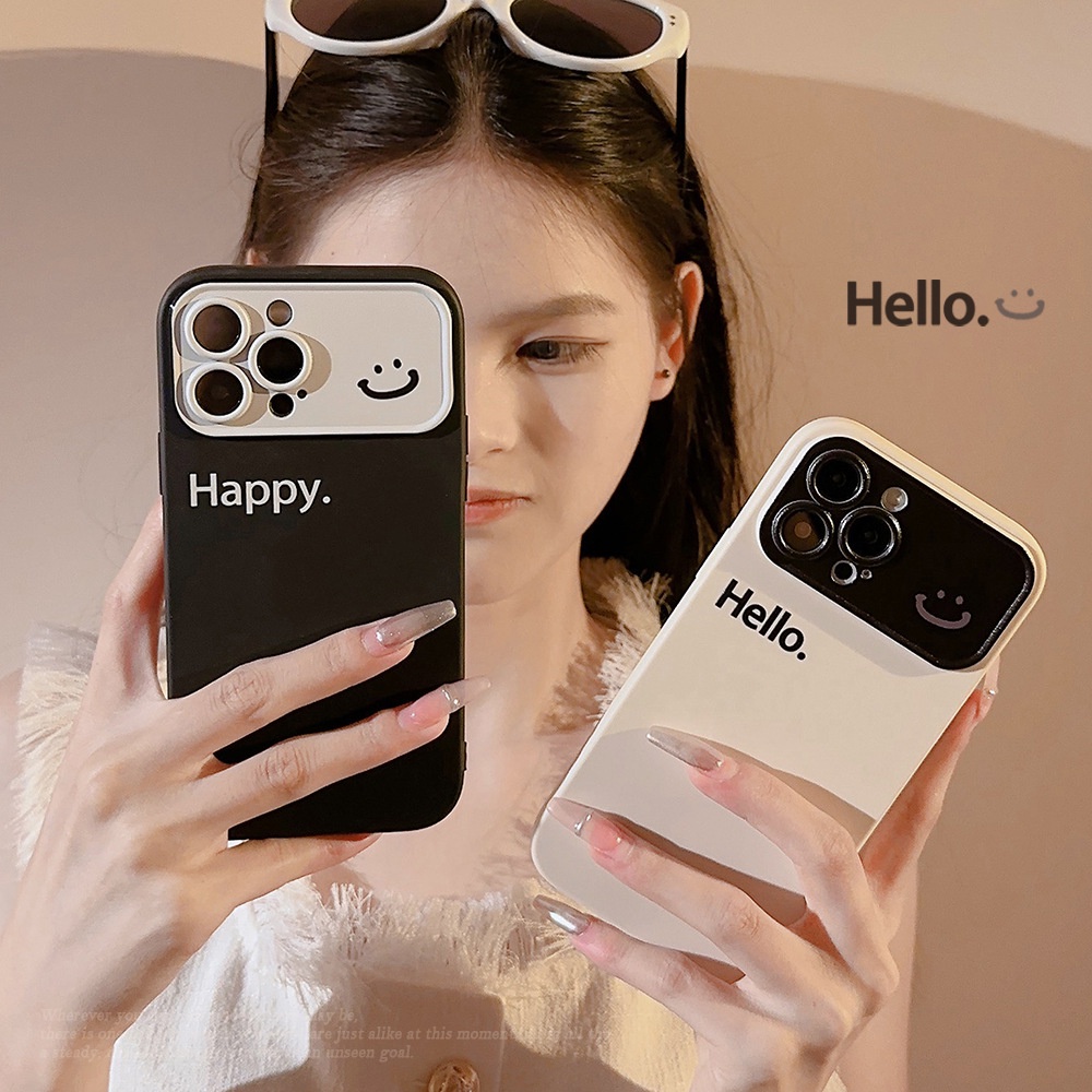 ỐP LƯNG IPHONEBeige black window smiley phone case thích hợp cho iphone14promax/13/12/11/xr/xs/x/xsmax/7/8plus-dinuo