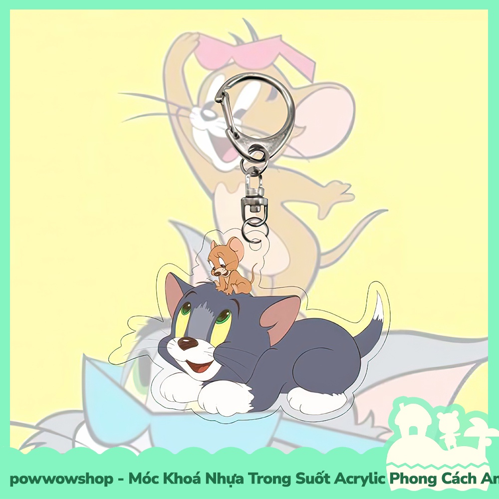 Móc Khoá Nhựa Trong Suốt Acrylic Phong Cách Nhân Vật Hoạt Hình Mèo Chuột Tom And Jerry