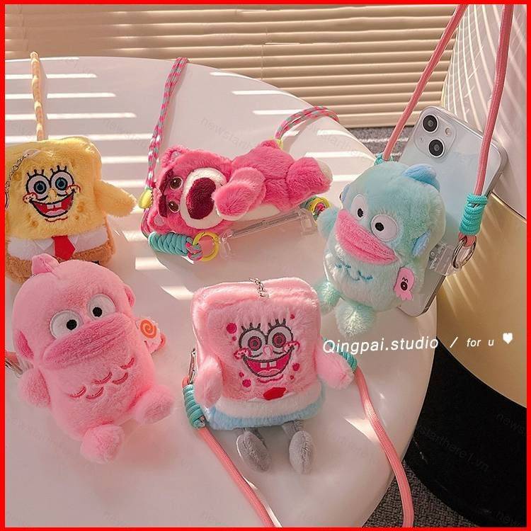 Ere1 lotso hangyodon spongebob phim hoạt hình điện thoại di động kẹp lưng dễ thương chuỗi chéo búp bê gấu dâu