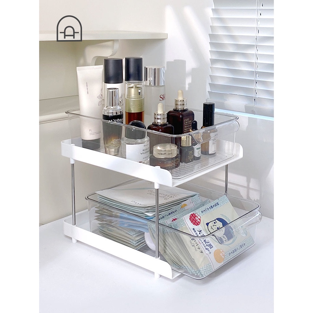 Kệ đựng mỹ phẩm nhà tắm, khay để đồ trang điểm 2 tầng thiết kế ngăn kéo tiện lợi, kệ đựng đồ đa năng - Sapo Decor 104