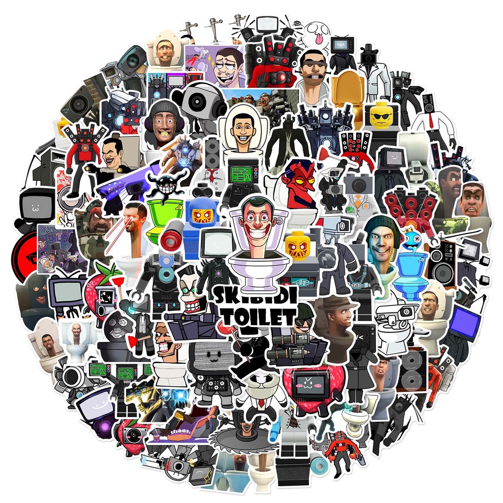100 cái / bộ skibidi toilet tv man stickers cho trẻ em hình dán trò chơi hình dán trò chơi thực tế hình dán cốc nước