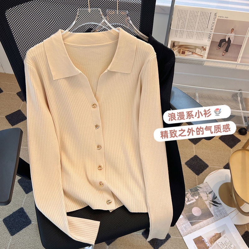 Autumn winter long-sleeved t-shirt phụ nữ polo collar sweater base top