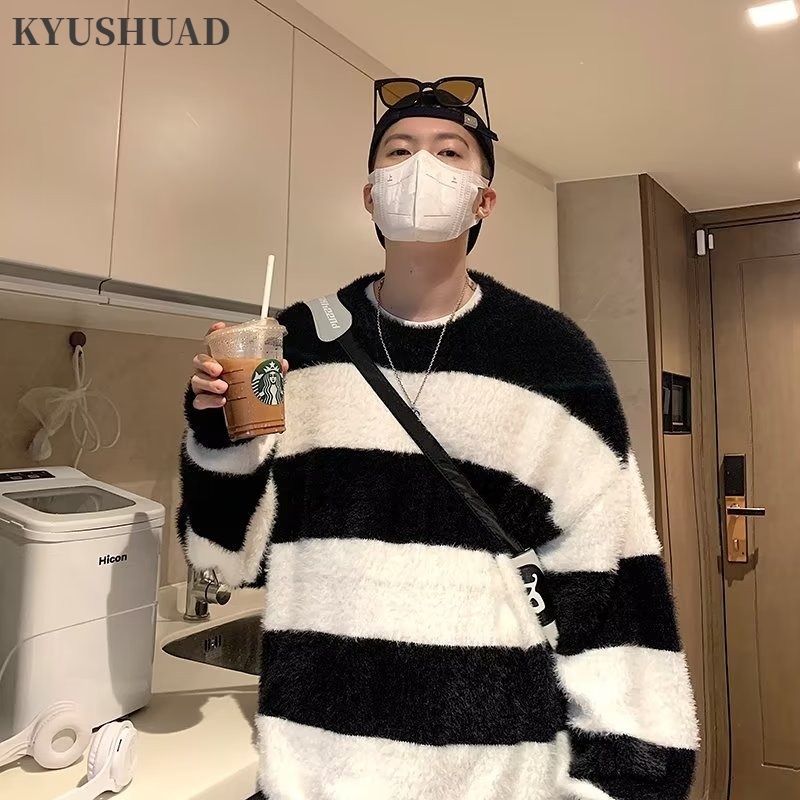 Áo sweater Tay Dài Cổ Tròn Kẻ Sọc Thời Trang Trẻ Trung