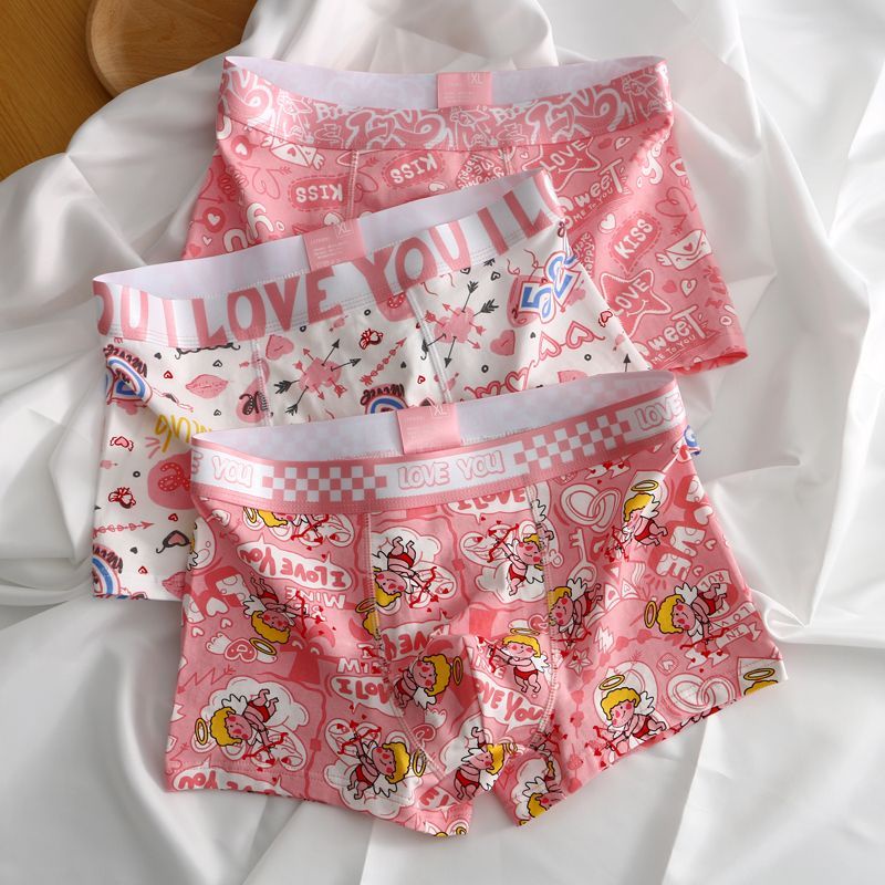 đồ lót nam phong cách mới quần lót nam cotton tinh khiết boxer briefs macho pink boxer briefs high-end pants for boyfriend pink cute sexy