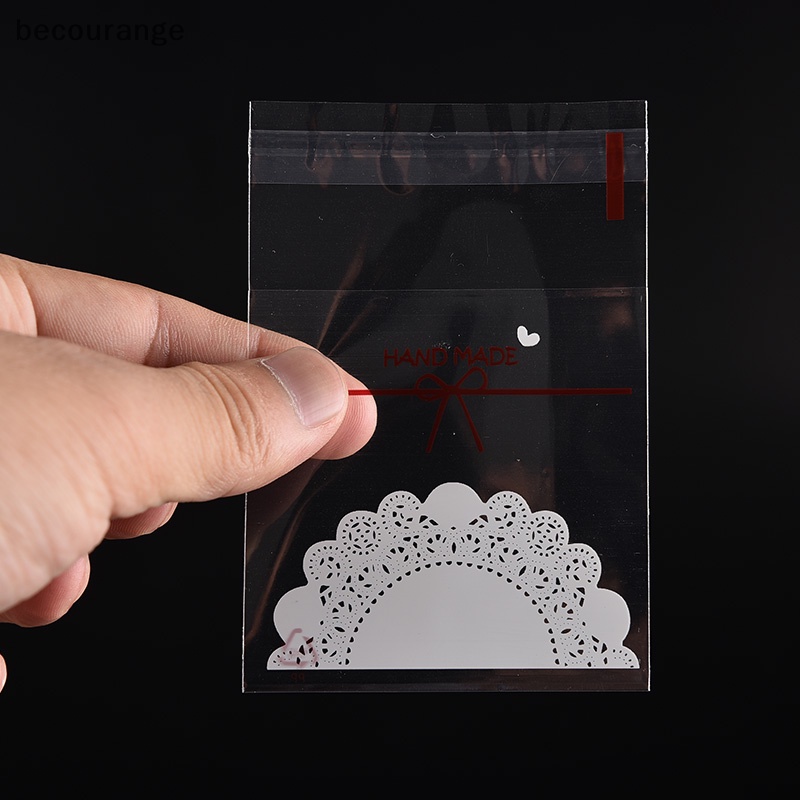 100 cái ren trắng tự dính cookie gói kẹo túi quà tặng giấy bóng kính sinh nhật