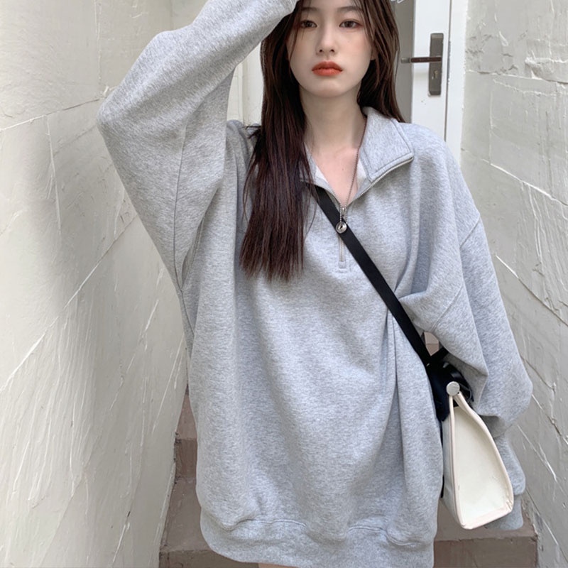 Áo sweater YEYA cổ polo tay dài phong cách Hàn Quốc thời trang đơn giản dành cho nữ