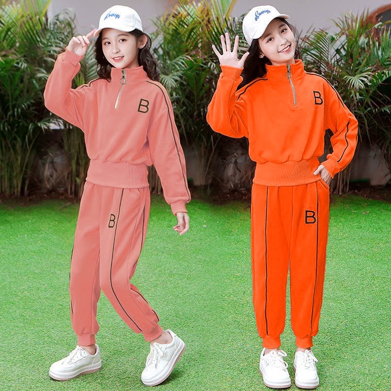 Bộ Đồ Thể Thao Hai Mảnh Áo Khoác Cổ Đứng Có Khóa Kéo Nửa Thân Cỡ Lớn 120-170cm Phong Cách Hàn Quốc Thời Trang Xuân Thu Cho Nữ Giao Hàng