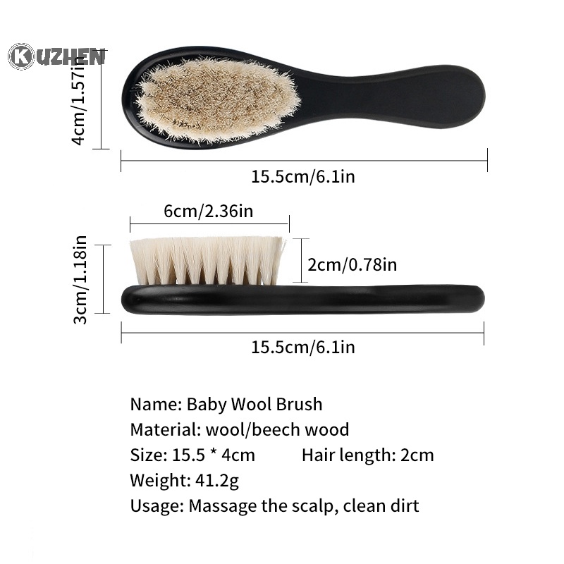 Bàn chải trẻ em kuzhen lông len mềm tự nhiên bàn chải tắm cho trẻ sơ sinh lược đầu mát xa bàn chải tóc sơ sinh món quà hoàn hảo cho bé hot