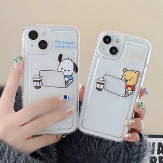 Ốp lưng anti-drop dành cho iphone11 12 13 14 pro max iphonex xr xs max se iphone 7 plus working bear clear protective caseckproof