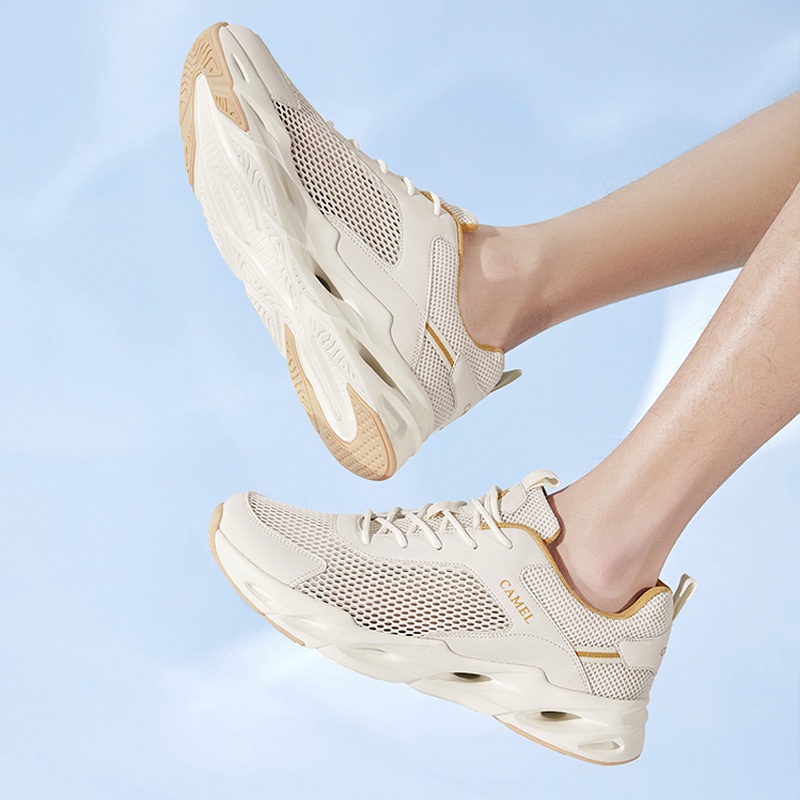 Giày thể thao AMERICAN CAMEL đế mềm nhẹ chống trượt phối lưới thoáng khí thông thường cho nam
