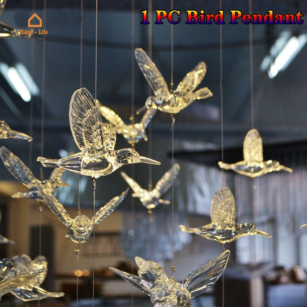 mặt dây chuyền pha lê chim trong suốt acrylic / đồ trang trí chim trong suốt trần nhà / trang trí động vật sân khấu trong suốt nhẹ / trang trí lễ kỷ niệm đám cưới