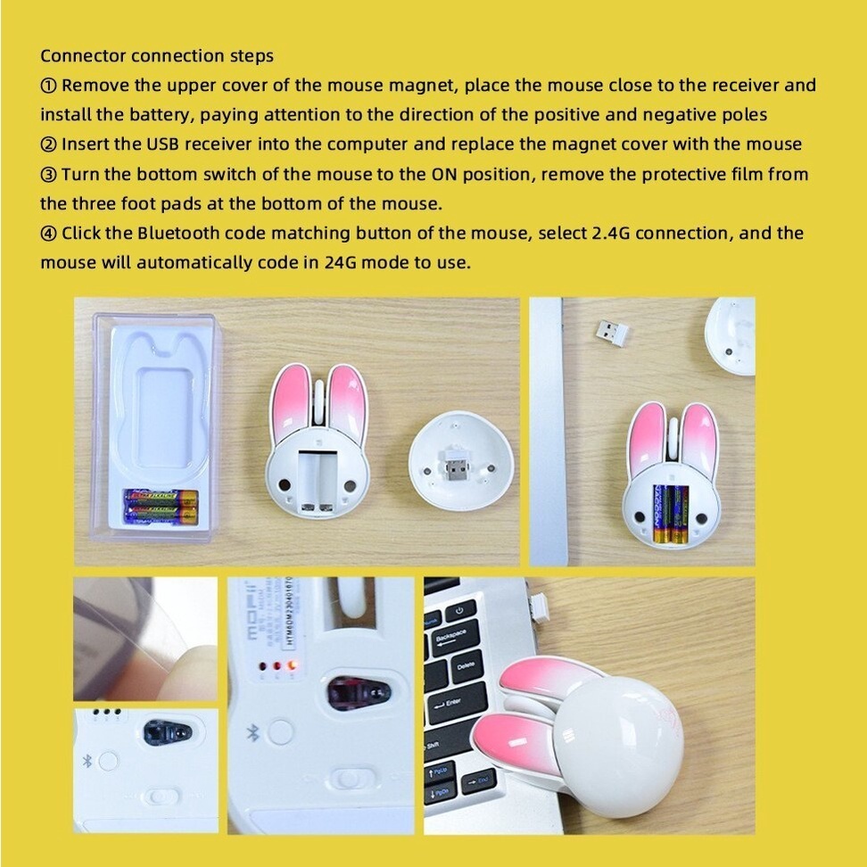 Chuột bluetooth Không Dây 2.4ghz Hình Thỏ Dễ Thương