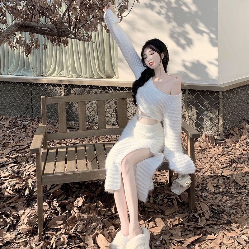 Set Áo sweater Tay Dài Phối Chân Váy Thời Trang Mới 2022 Cho Bé Gái